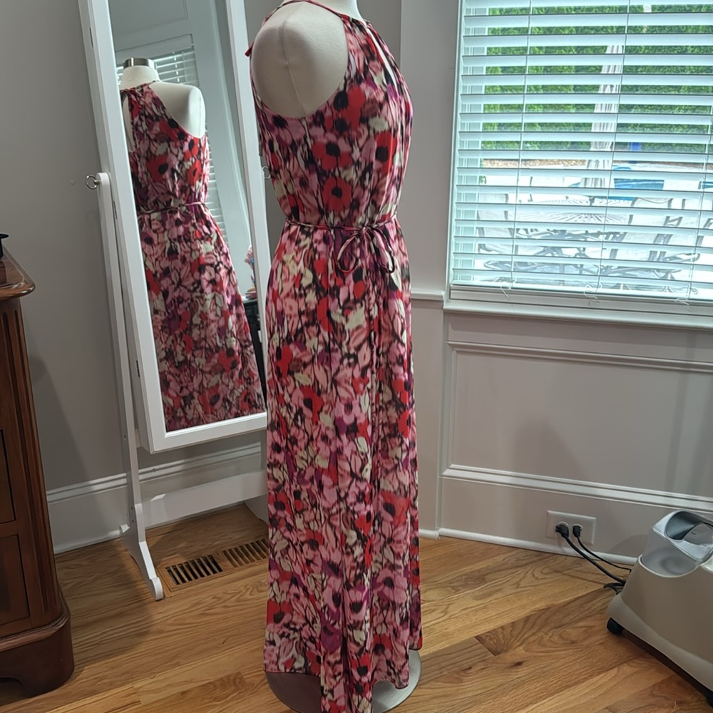 NWOT Maggy London Pink and Red Halter Maxi Dress - Picture 3 of 7